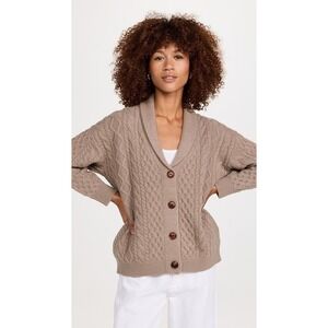 DEMYLEE NEW YORK Cable Knit Fafida Cardigan Shawl Collar Button Wool Womens L